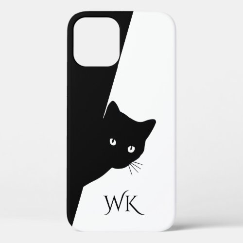 Sly Black Cat Monogram iPhone 12 Pro Case