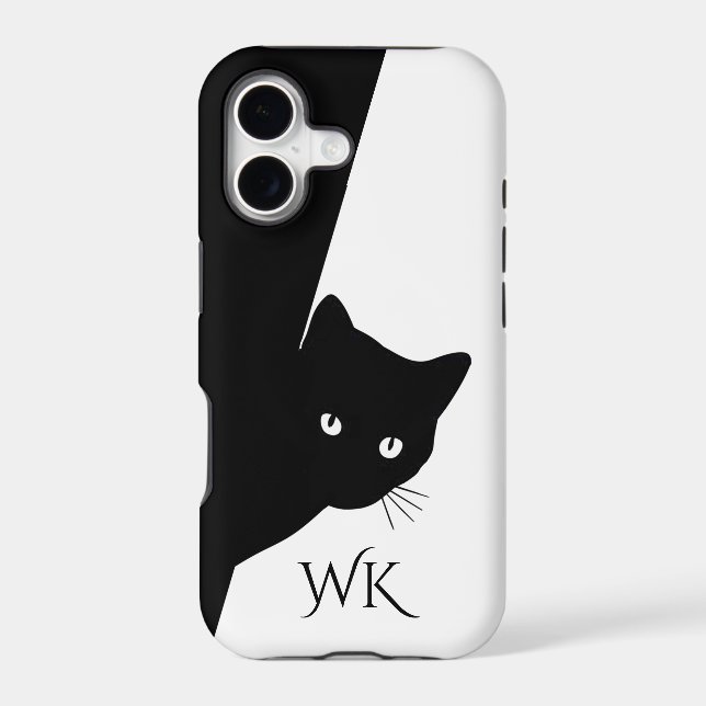 Sly Black Cat Monogram Iphone Case (Back)