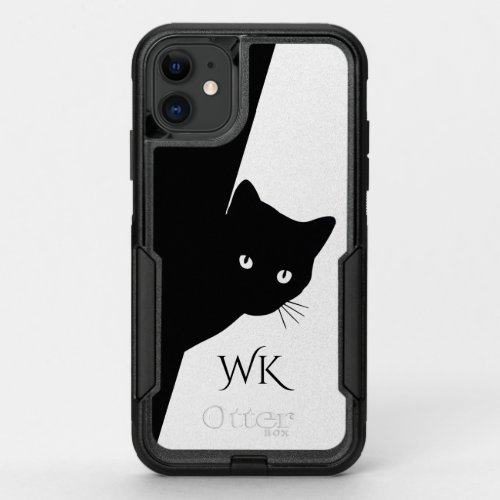 Sly Black Cat Monogram OtterBox Commuter iPhone 11 Case