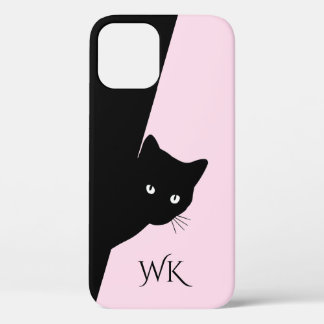Sly Black Cat Monogram Pink Case-Mate iPhone Case