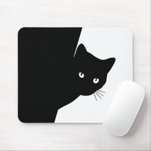Sly Black Cat Mouse Pad