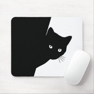 Sly Black Cat Mouse Pad