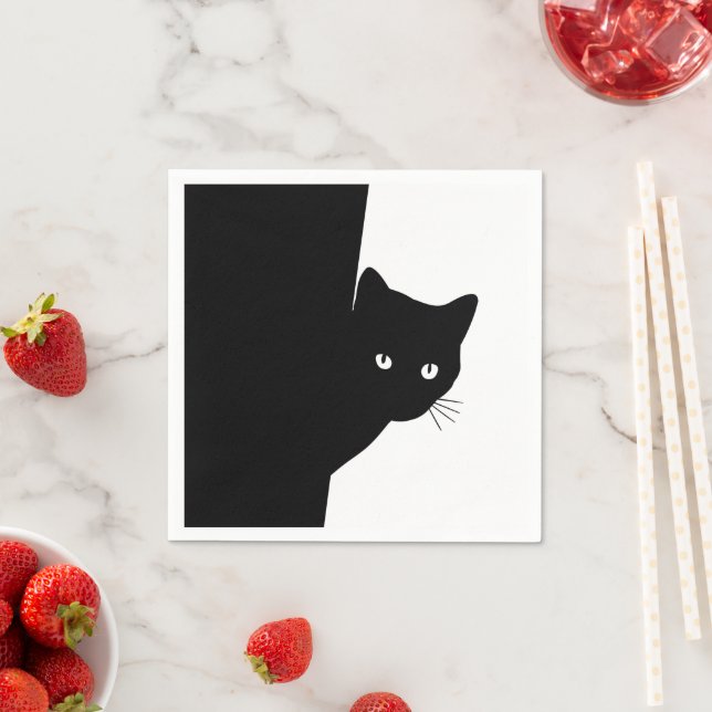 Sly Black Cat Napkins (Insitu)