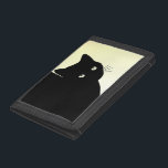 Sly Black Cat on Yellow Trifold Wallet<br><div class="desc">Sly black cat looks out from behind black wall into a yellow room.</div>