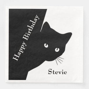 Sly Black Cat Paper Dinner Napkins