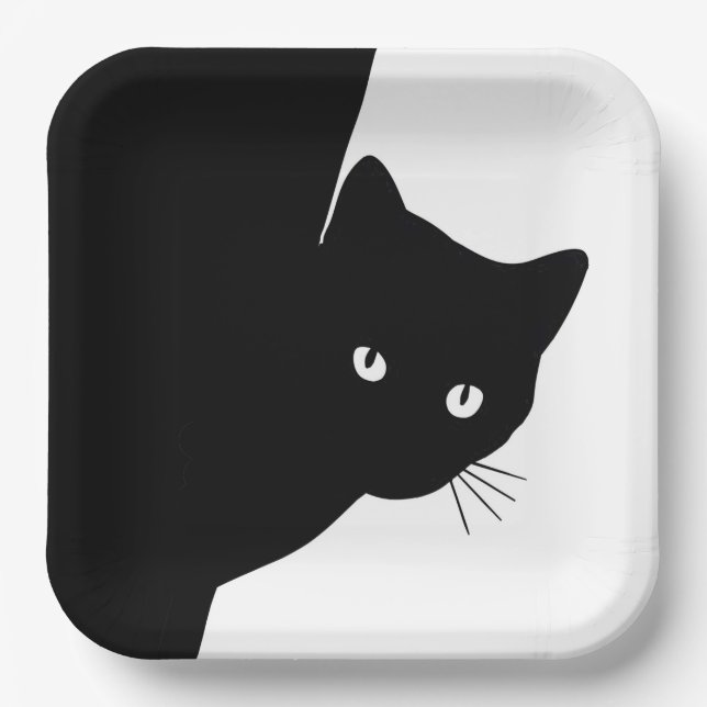 Sly Black Cat Paper Plates (Front)