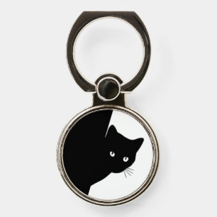 Sly Black Cat Phone Ring Stand