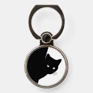 Sly Black Cat Phone Ring Stand