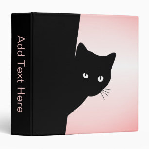 Sly Black Cat Pink 3 Ring Binder