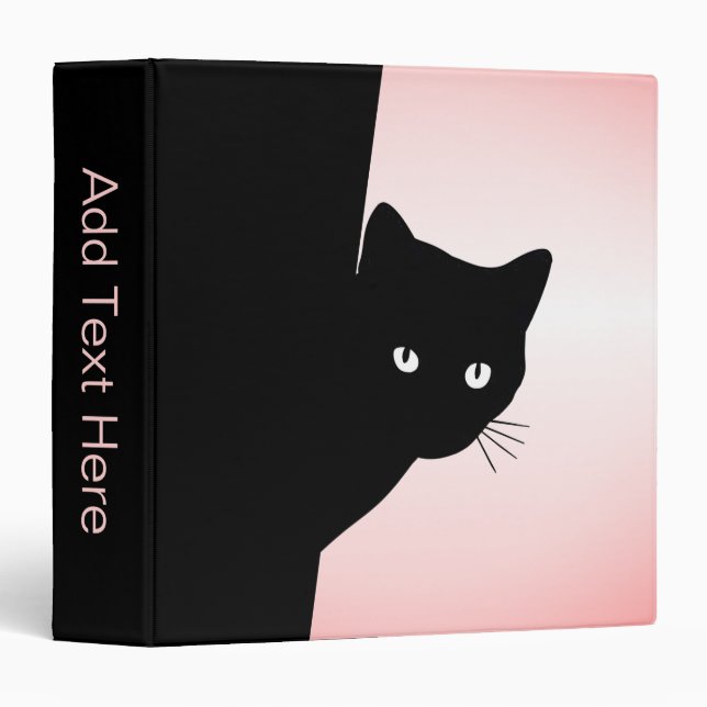 Sly Black Cat Pink 3 Ring Binder (Front/Spine)