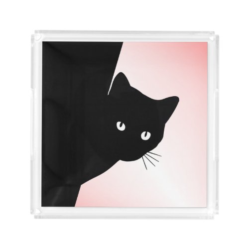 Sly Black Cat Pink Acrylic Tray