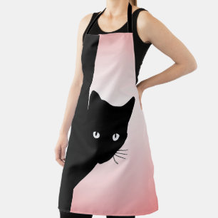Sly Black Cat Pink Apron