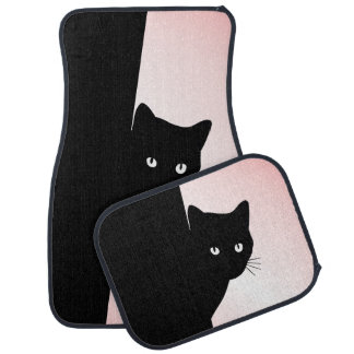 Sly Black Cat Pink Car Floor Mat