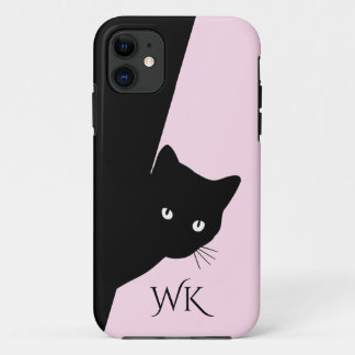 Sly Black Cat Pink iPhone 11 Case