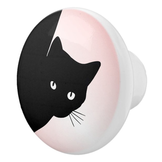 Sly Black Cat Pink Ceramic Knob (Right)