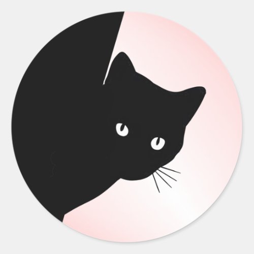 Sly Black Cat Pink Classic Round Sticker