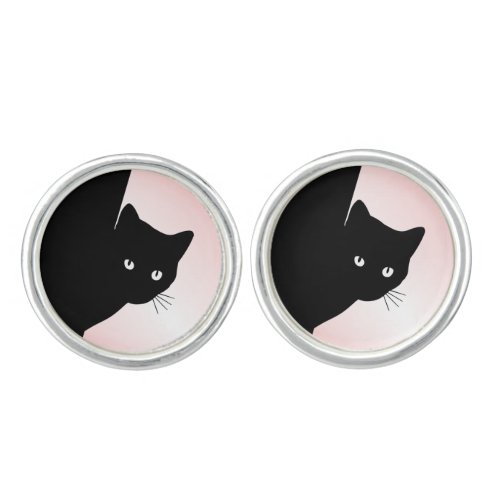 Sly Black Cat Pink Cufflinks