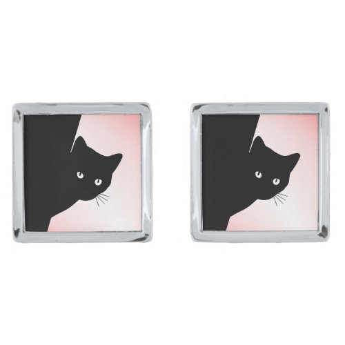 Sly Black Cat Pink Cufflinks