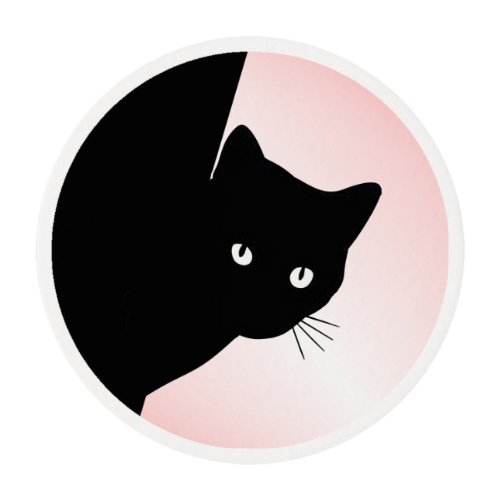 Sly Black Cat Pink Edible Frosting Rounds
