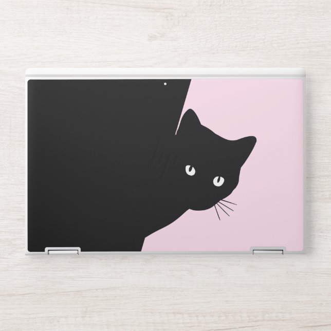 Sly Black Cat Pink HP Laptop Skin (Front)