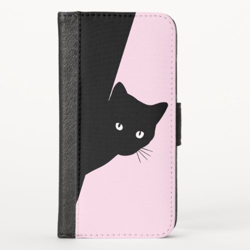 Sly Black Cat Pink iPhone X Wallet Case