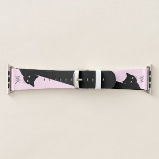 Sly Black Cat Pink Monogram Apple Watch Band