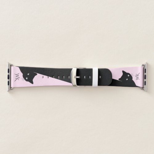 Sly Black Cat Pink Monogram Apple Watch Band