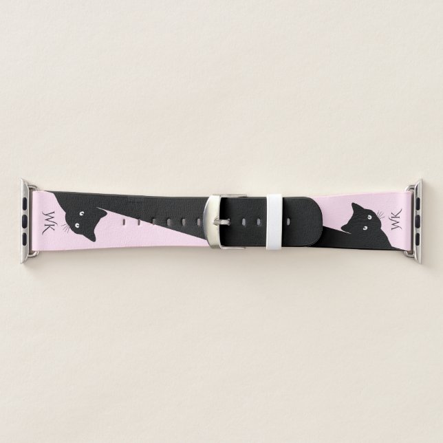 Sly Black Cat Pink Monogram Apple Watch Band (Band)
