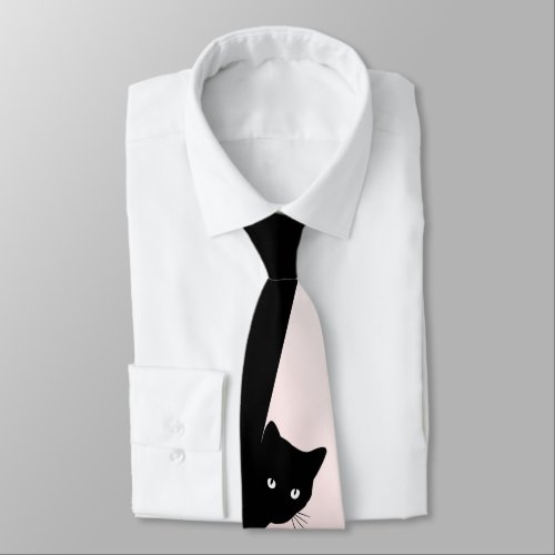 Sly Black Cat Pink Neck Tie