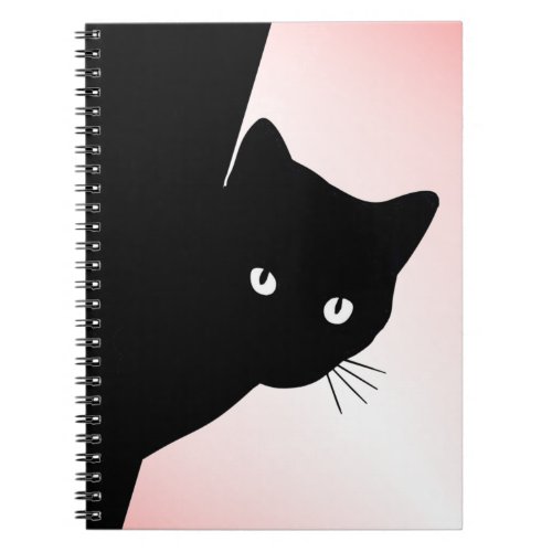 Sly Black Cat Pink Notebook