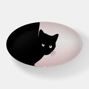 Sly Black Cat Pink Paperweight