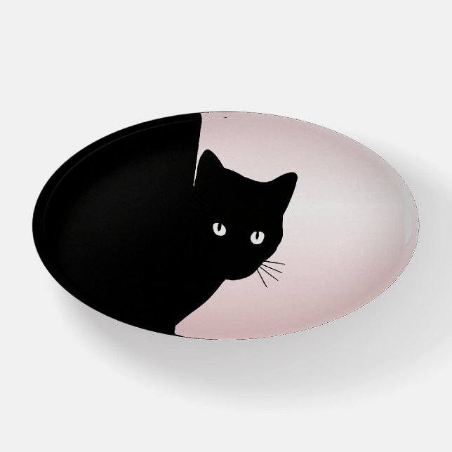 Sly Black Cat Pink Paperweight (Front)