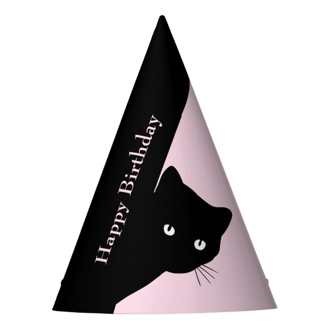 Sly Black Cat Pink Party Hat (Front)