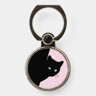 Sly Black Cat Pink Phone Ring Stand