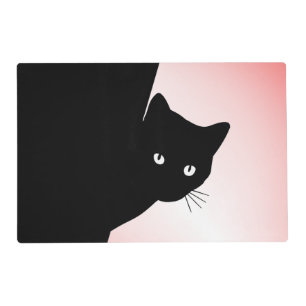 Sly Black Cat Pink Placemat