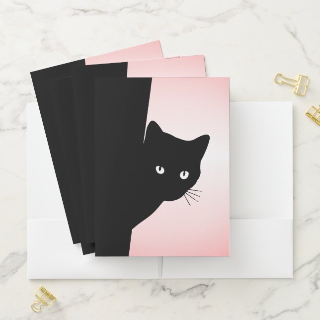 Sly Black Cat Pink Pocket Folder (In Situ)