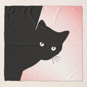 Sly Black Cat Pink Scarf