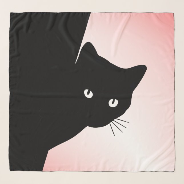 Sly Black Cat Pink Scarf (Front)