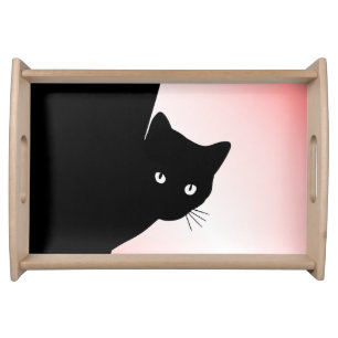 Sly Black Cat Pink Serving Tray