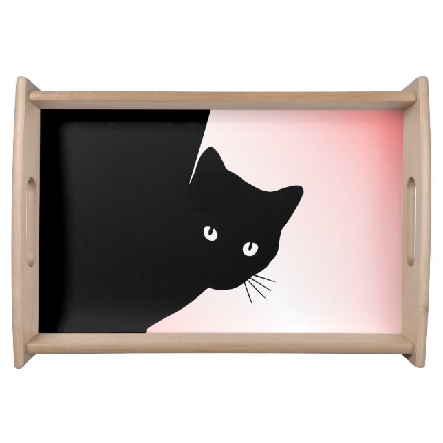 Sly Black Cat Pink Serving Tray (Front)