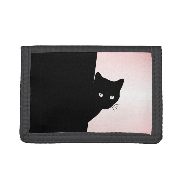 Sly Black Cat Pink Trifold Wallet (Front)