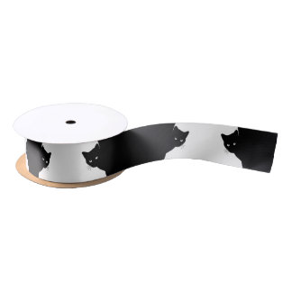 Sly Black Cat Satin Ribbon
