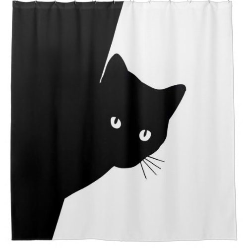Sly Black Cat Shower Curtain