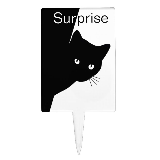Sly Black Cat Surprise  Cake Topper (Front)