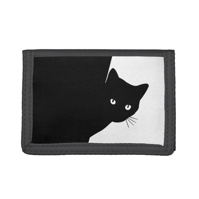Sly Black Cat Tri-fold Wallet (Front)