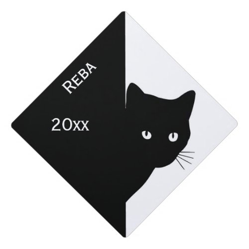 Sly Black Cat Year Name Graduation Cap Topper