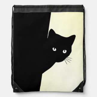 Sly Black Cat Yellow Drawstring Bag