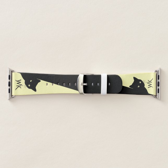 Sly Black Cat Yellow Monogram Apple Watch Band (Band)