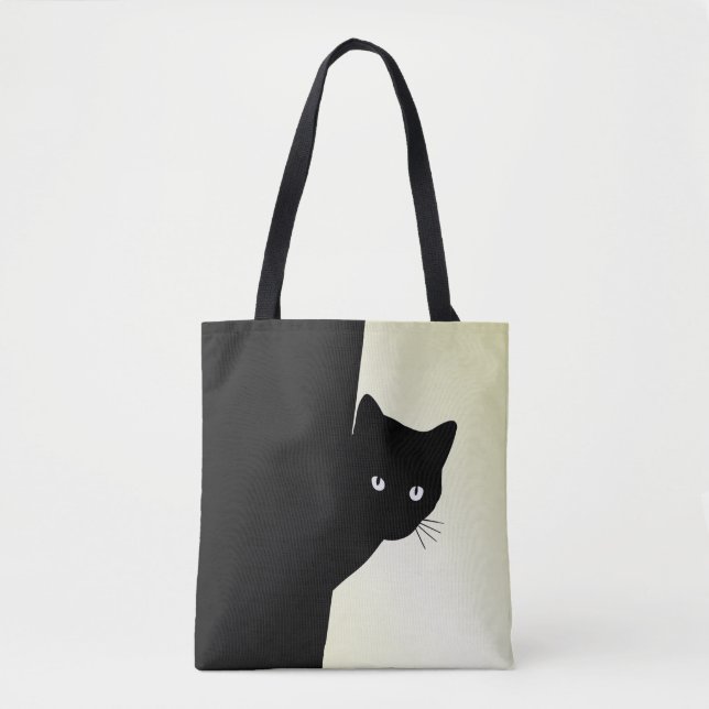 Sly Black Cat Yellow Tote Bag (Front)