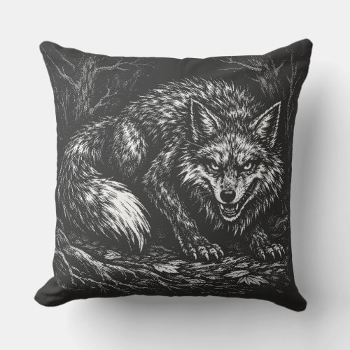 Sly Forest Fox — by BurnsInHell Throw Pillow